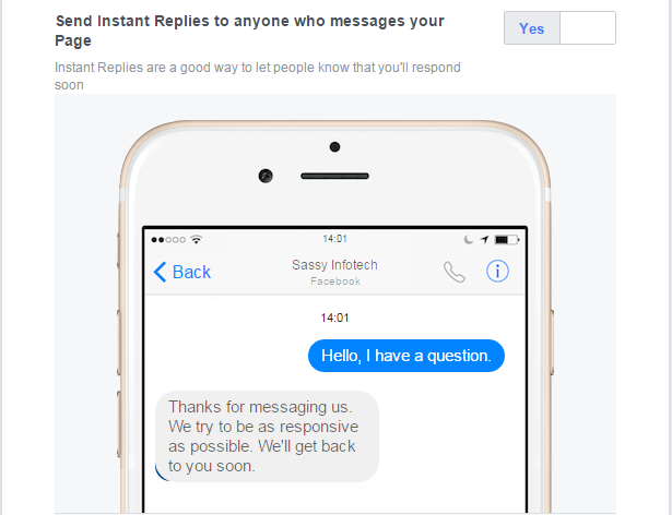 Instant Replies on Facebook Messenger