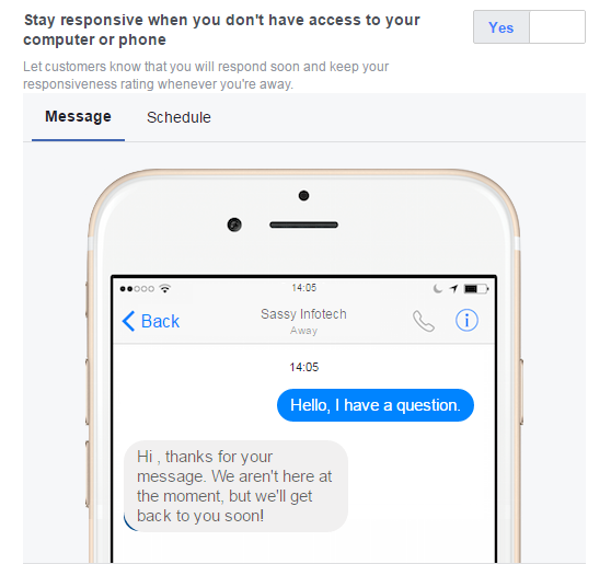 Responsive Message on Facebook