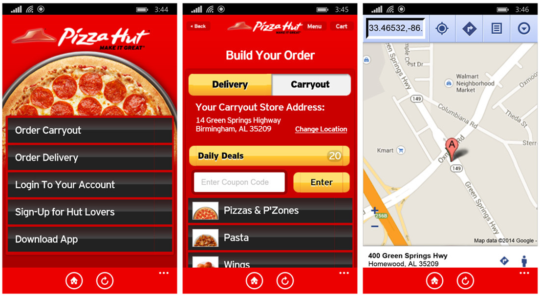 Pizza hut Geo location