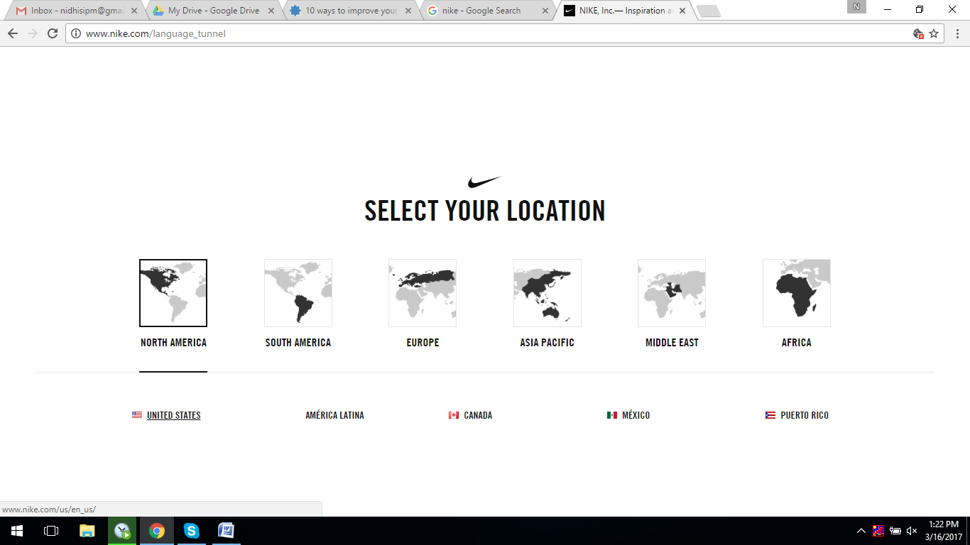 select your location